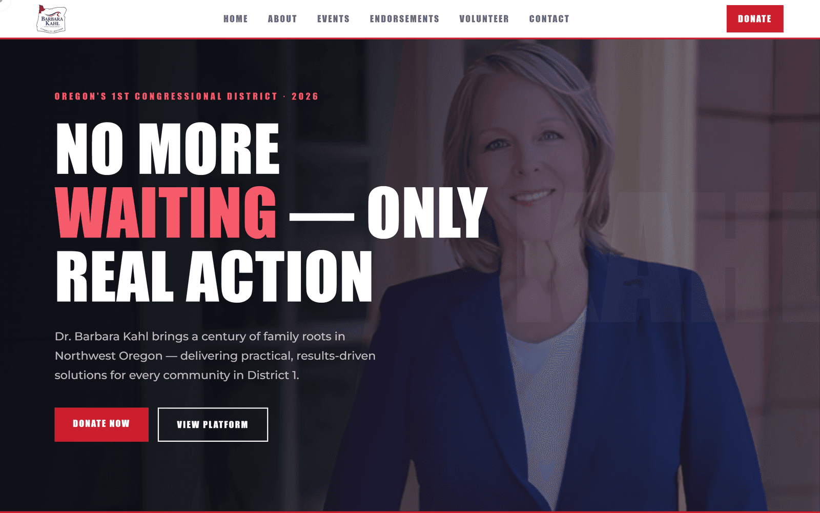 Dr. Barbara Kahl campaign website built by Agency 1776