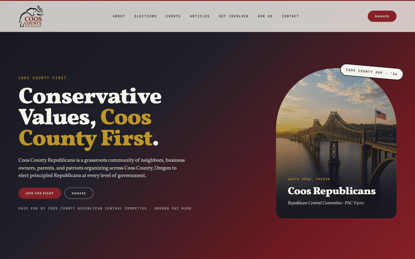 Coos County Republicans campaign website built by Agency 1776