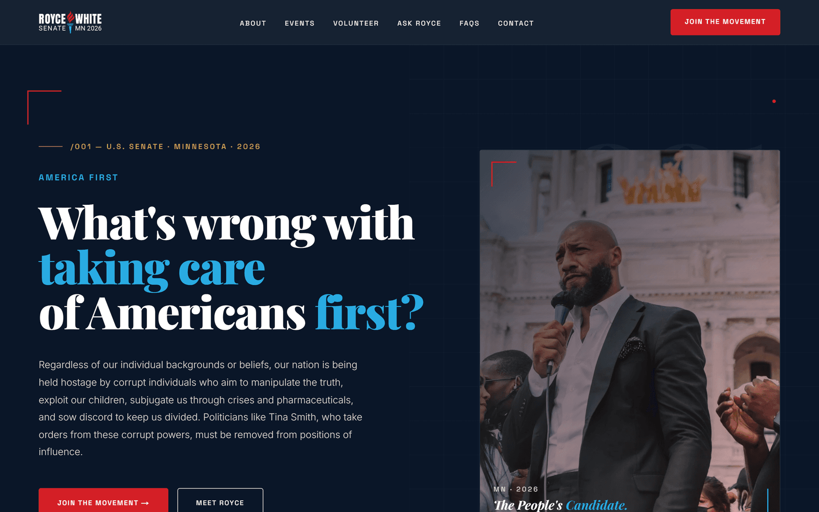 Royce White campaign website built by Agency 1776